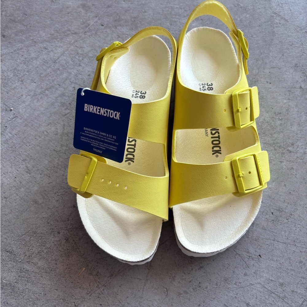 Birkenstock Yellow Sandals with Adjustable Straps and Molded Footbed